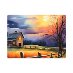 Rural Farm Fence Pathway Sunset Premium Plush Fleece Blanket (Mini)