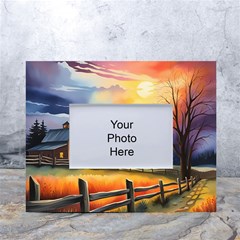 Rural Farm Fence Pathway Sunset White Tabletop Photo Frame 4 x6  by Bedest