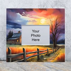 Rural Farm Fence Pathway Sunset White Wall Photo Frame 5  x 7 