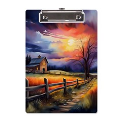 Rural Farm Fence Pathway Sunset A5 Acrylic Clipboard