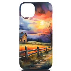 Rural Farm Fence Pathway Sunset Iphone 14 Plus Black Uv Print Case by Bedest