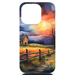 Rural Farm Fence Pathway Sunset Iphone 14 Pro Black Uv Print Case by Bedest