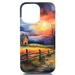 Rural Farm Fence Pathway Sunset Iphone 14 Pro Max Black Uv Print Case by Bedest