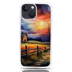 Rural Farm Fence Pathway Sunset Iphone 13 Mini Tpu Uv Print Case by Bedest