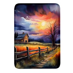 Rural Farm Fence Pathway Sunset Rectangular Glass Fridge Magnet (4 pack)