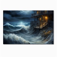 House Waves Storm Postcard 4 x 6  (pkg Of 10) by Bedest