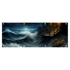 House Waves Storm Banner And Sign 8  X 3  by Bedest