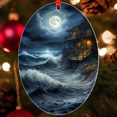 House Waves Storm Uv Print Acrylic Ornament Oval by Bedest