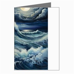 Waves Storm Sea Moon Landscape Greeting Card by Bedest