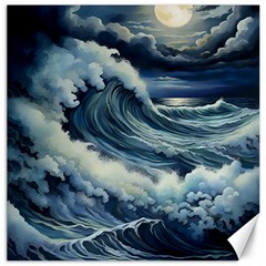 Waves Storm Sea Moon Landscape Canvas 12  X 12  by Bedest