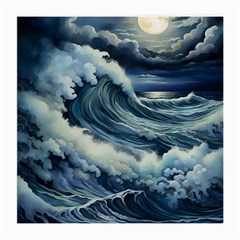 Waves Storm Sea Moon Landscape Medium Glasses Cloth (2 Sides) by Bedest