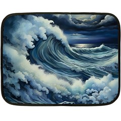 Waves Storm Sea Moon Landscape Two Sides Fleece Blanket (mini) by Bedest