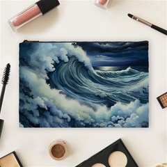 Waves Storm Sea Moon Landscape Cosmetic Bag (large) by Bedest