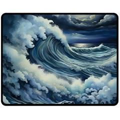 Waves Storm Sea Moon Landscape Fleece Blanket (medium) by Bedest