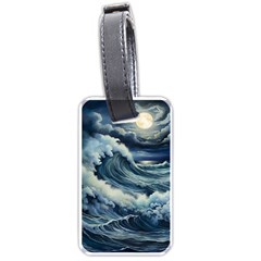 Waves Storm Sea Moon Landscape Luggage Tag (one Side) by Bedest