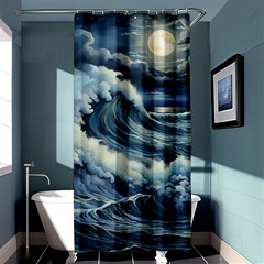 Waves Storm Sea Moon Landscape Shower Curtain 36  X 72  (stall)  by Bedest