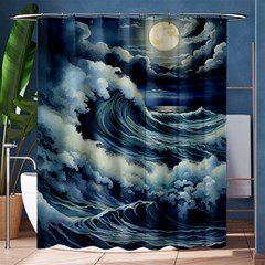 Waves Storm Sea Moon Landscape Shower Curtain 60  X 72  (medium)  by Bedest