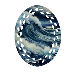 Waves Storm Sea Moon Landscape Oval Filigree Ornament (two Sides) by Bedest