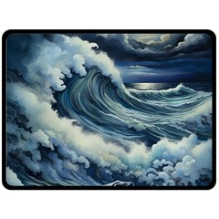 Waves Storm Sea Moon Landscape Two Sides Fleece Blanket (large) by Bedest