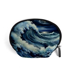 Waves Storm Sea Moon Landscape Accessory Pouch (small) by Bedest