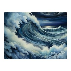 Waves Storm Sea Moon Landscape Two Sides Premium Plush Fleece Blanket (mini) by Bedest