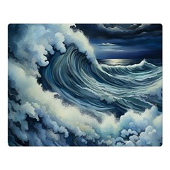 Waves Storm Sea Moon Landscape Two Sides Premium Plush Fleece Blanket (large) by Bedest