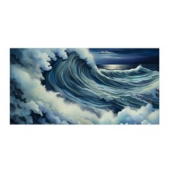 Waves Storm Sea Moon Landscape Satin Wrap 35  X 70  by Bedest