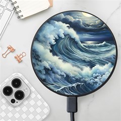 Waves Storm Sea Moon Landscape Wireless Fast Charger(black) by Bedest