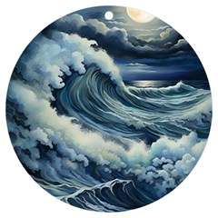 Waves Storm Sea Moon Landscape Uv Print Acrylic Ornament Round by Bedest