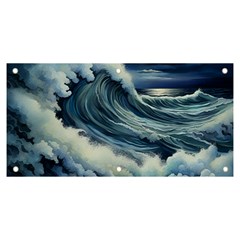 Waves Storm Sea Moon Landscape Banner And Sign 6  X 3  by Bedest