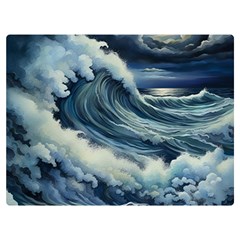 Waves Storm Sea Moon Landscape Premium Plush Fleece Blanket (extra Small) by Bedest