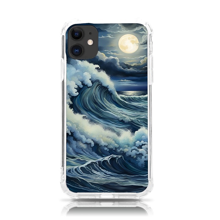 Waves Storm Sea Moon Landscape iPhone 11 TPU UV Print Case