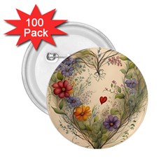 Heart Flowers Plant 2 25  Buttons (100 Pack)  by Bedest