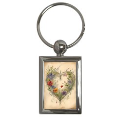 Heart Flowers Plant Key Chain (rectangle) by Bedest