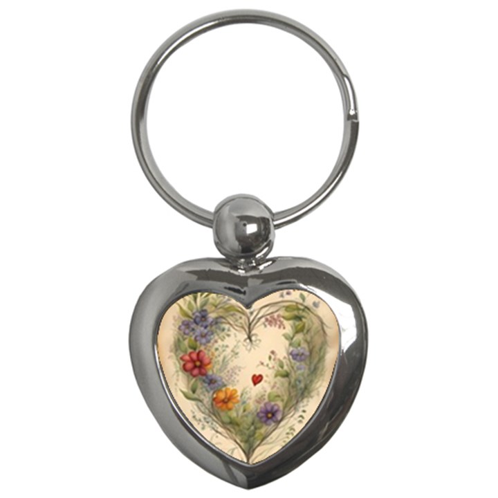 Heart Flowers Plant Key Chain (Heart)