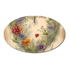 Heart Flowers Plant Oval Magnet by Bedest