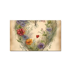 Heart Flowers Plant Sticker Rectangular (100 Pack)