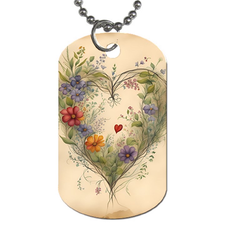 Heart Flowers Plant Dog Tag (Two Sides)