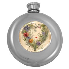 Heart Flowers Plant Round Hip Flask (5 Oz) by Bedest