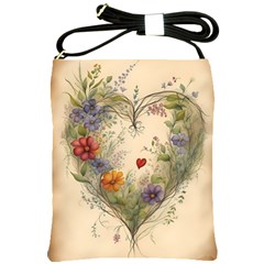 Heart Flowers Plant Shoulder Sling Bag by Bedest