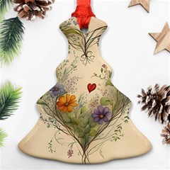 Heart Flowers Plant Christmas Tree Ornament (two Sides) by Bedest