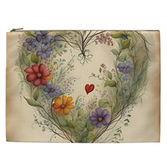 Heart Flowers Plant Cosmetic Bag (xxl) by Bedest