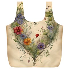 Heart Flowers Plant Full Print Recycle Bag (xl) by Bedest