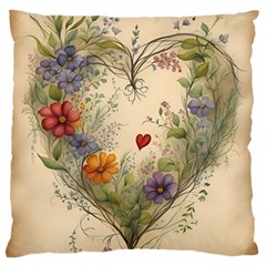 Heart Flowers Plant Standard Premium Plush Fleece Cushion Case (one Side)