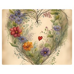 Heart Flowers Plant Two Sides Premium Plush Fleece Blanket (medium) by Bedest