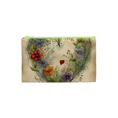 Heart Flowers Plant Cosmetic Bag (xs)