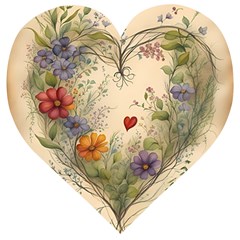 Heart Flowers Plant Wooden Puzzle Heart