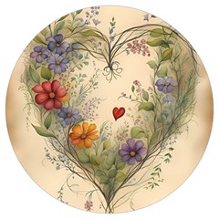 Heart Flowers Plant Round Trivet by Bedest