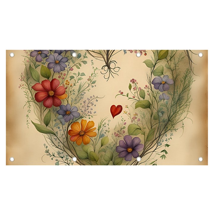 Heart Flowers Plant Banner and Sign 7  x 4 