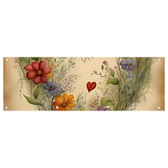 Heart Flowers Plant Banner And Sign 9  X 3  by Bedest